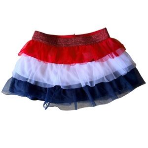 Red and White Layered Tulle Skirt